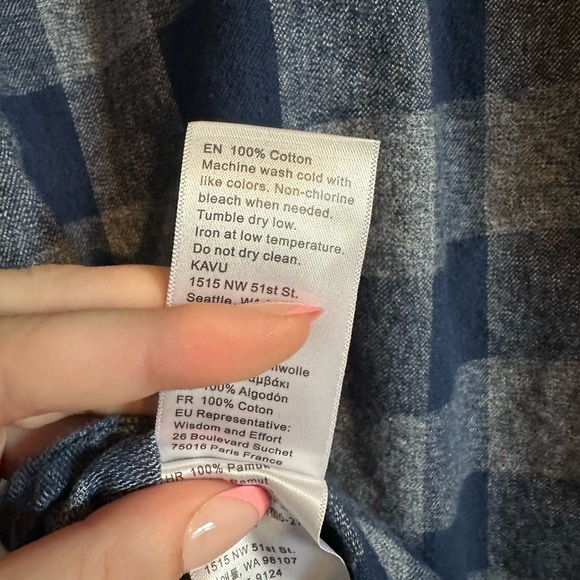 KAVU Blueberry Pie Blue Billie Jean Long Sleeve Flannel Button Down Top Size XS - Picture 11 of 12